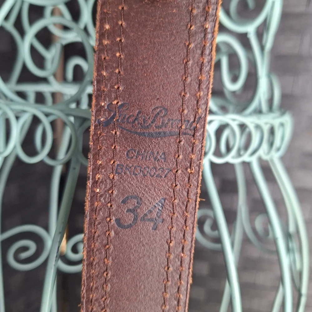 Genuine Leather Belt Wide Western Cowboy Metal Belt Buckle Thick Boho Casual 34 - Picture 3 of 15